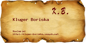Kluger Boriska névjegykártya